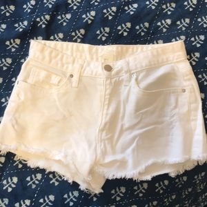 H&M white cutoff denim shorts